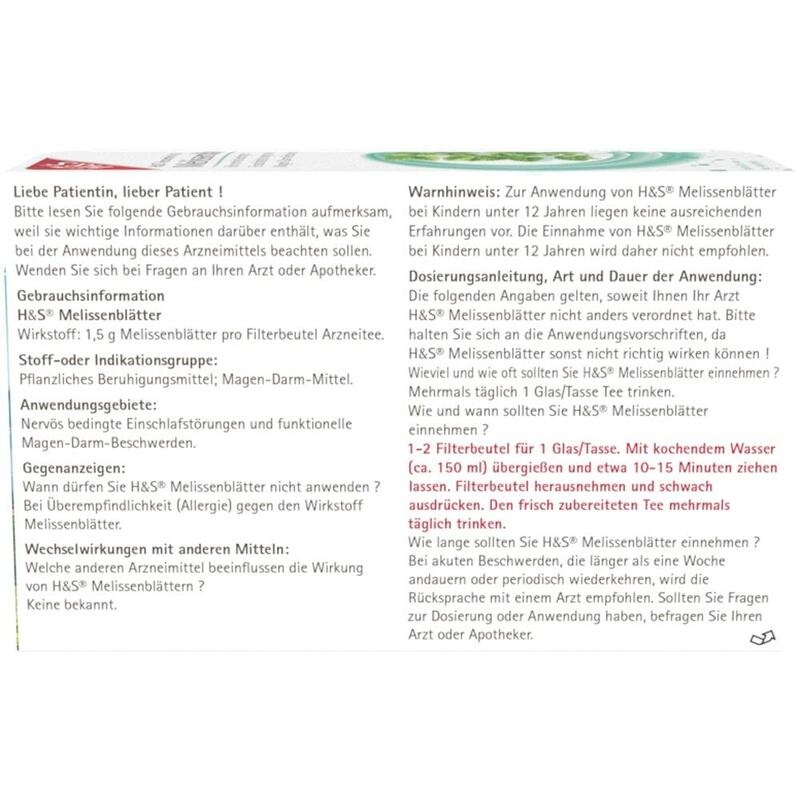 H&S Melissenblätter Filterbeutel