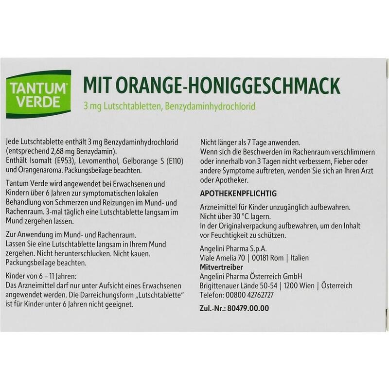 TANTUM VERDE 3 mg Lutschtabl.m.Orange-Honiggeschm.