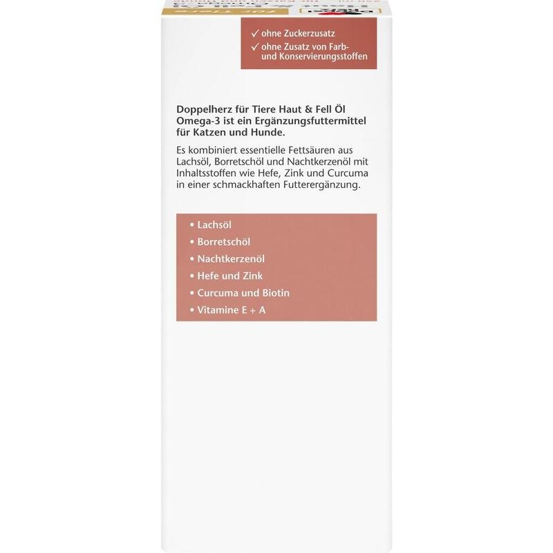 DOPPELHERZ für Tiere Haut&Fell Öl f.Hunde/Katzen