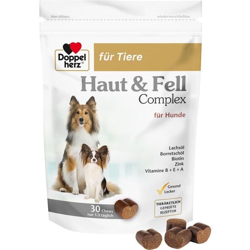 DOPPELHERZ für Tiere Haut&Fell Compl.Chews f.Hunde