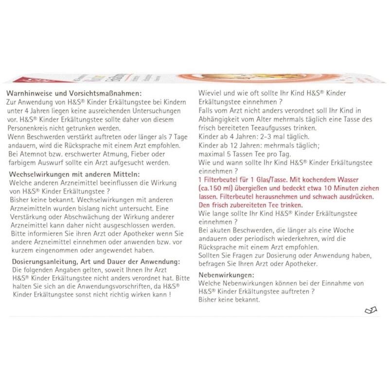 H&S Kinder Erkältungstee Filterbeutel
