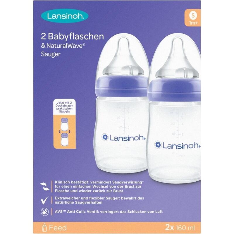 LANSINOH NaturalWave Babyflaschen 160ml & Sauger S